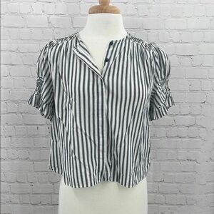 Reformation Green and White Striped Top